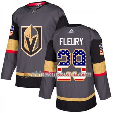 Vegas Golden Knights Dresy Marc-Andre Fleury 29 Adidas 2017-2018 Šedá USA Flag Fashion Authentic - Pánské